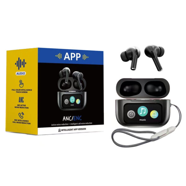 A9 PRO APP ANC/ENC DISPLAY TOUCH CONTROL BT 5.4 Wireless Black