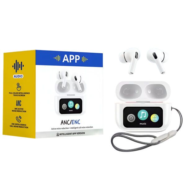 A9 PRO APP ANC/ENC DISPLAY TOUCH CONTROL BT 5.4 Wireless White
